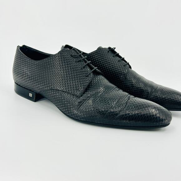 Y2K Louis Vuitton Black Embossed Checkerboard Leather Lace-Up ZIp Heel Shoes - Picture 1 of 9
